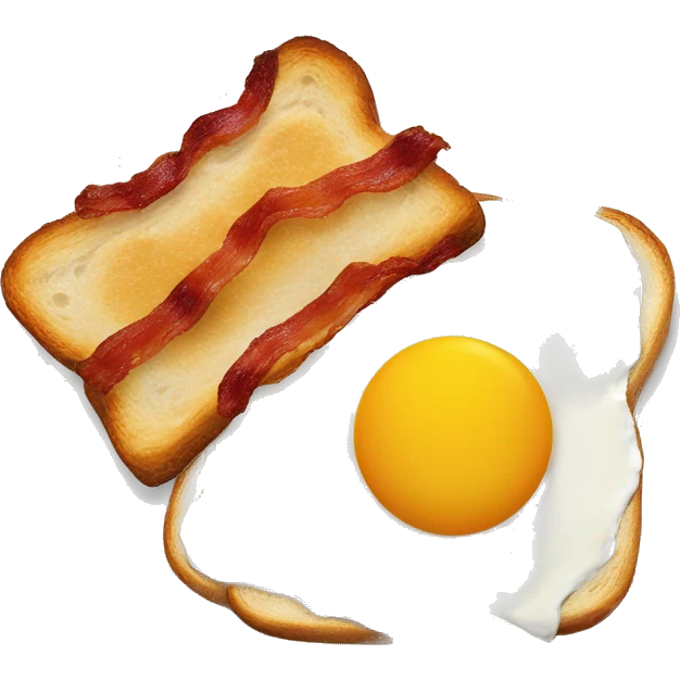 “Two fried eggs, crispy bacon, and buttered toast on a plate.” emoji