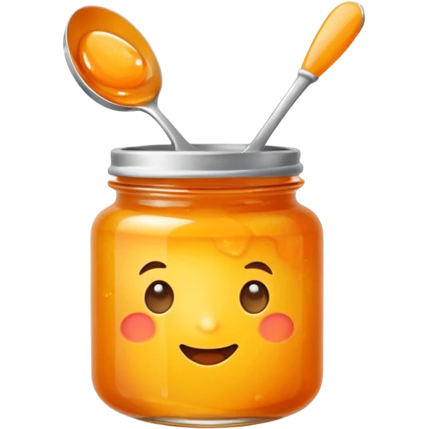 orange marmalade with a spoon, simple and cute emoji style emoji