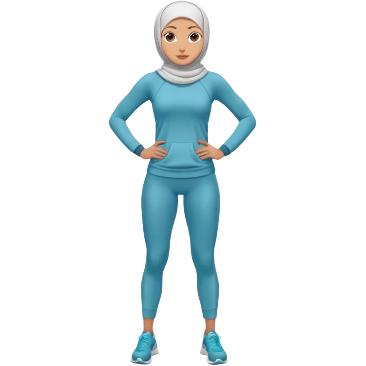High resolution full body of a girl wearing a hijab and is a fitness trainer emoji
