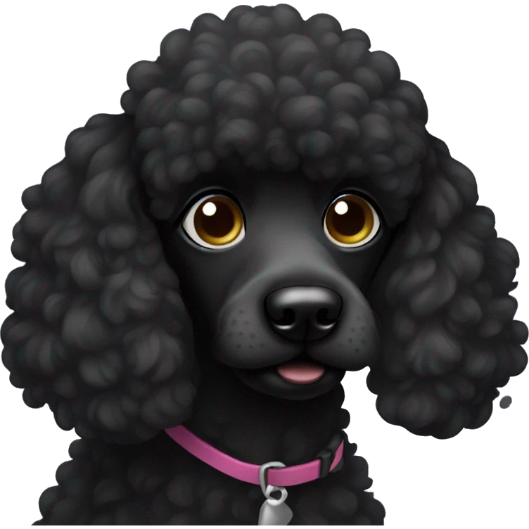 Black poodle dog with a sad expression  emoji