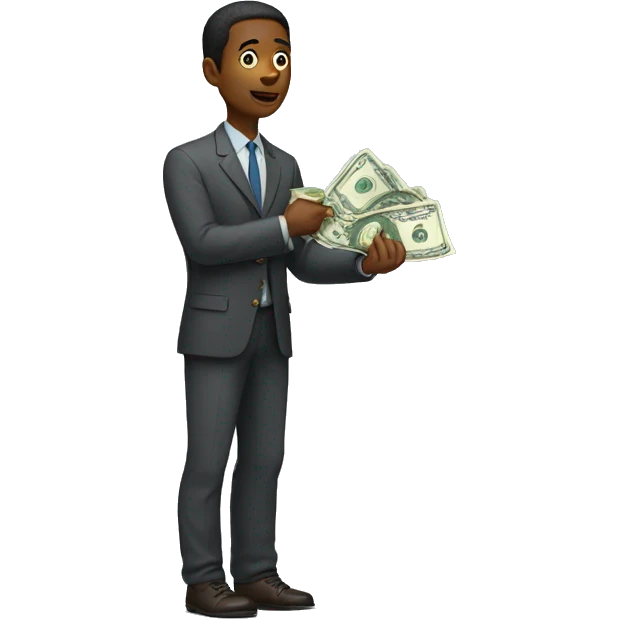 man standing with money in his hands emoji