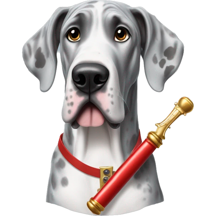 Merle grey Great Dane with a nutcracker  emoji