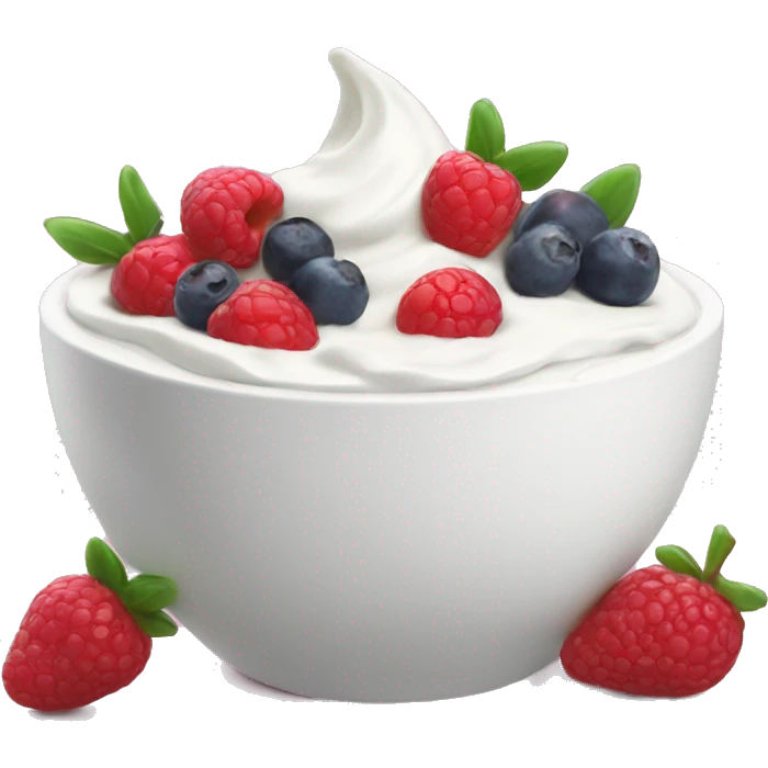A cute yogurt bowl with fruts  emoji