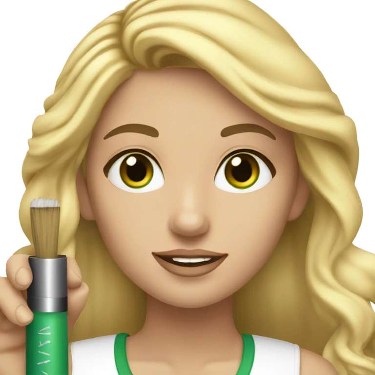 Girl with long blond hair and green eyes makeup artist  emoji