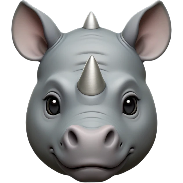 cinematic-noble-cute-rhinoceros-portrait-emoji,slate-grey-hide-poised-and-regal,-with-a-massive,-powerful-build-and-a-thick,--deep-set-soulful-piercing-eyes,-simplified-yet-sharp-and-sophisticated-features,-highly-detailed,-large-black-eyes, white horn, front facing emoji