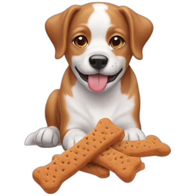 dog eating a dog treat emoji