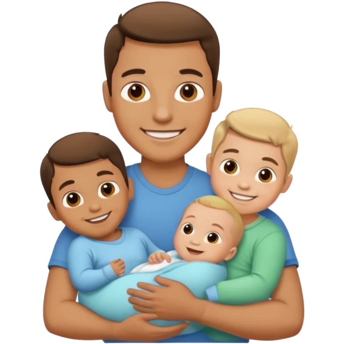 man with three babies emoji