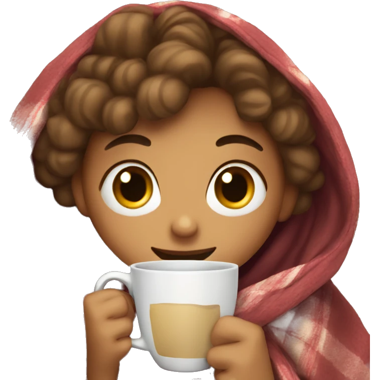 girl in blanket with cup of coffee  emoji
