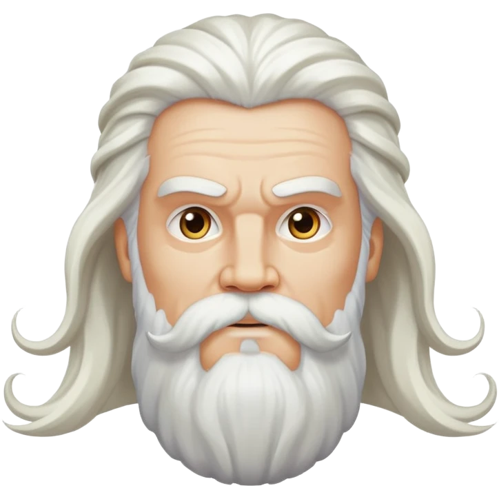 God, Zeus-like figure with long white hair, thunder, beard and white mustache emoji