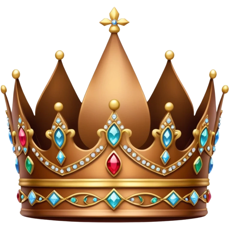 Simple brown crown with jewels emoji