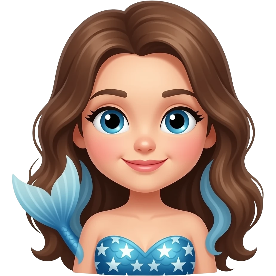 American flag mermaid with brown hair emoji