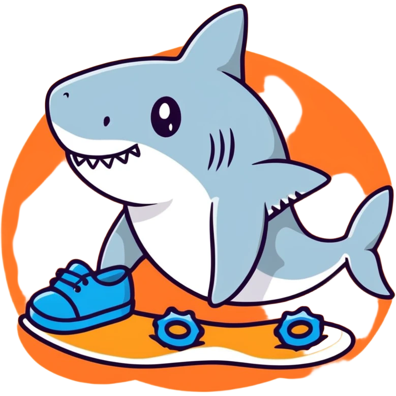 Shark with blue shoes on the beach emoji