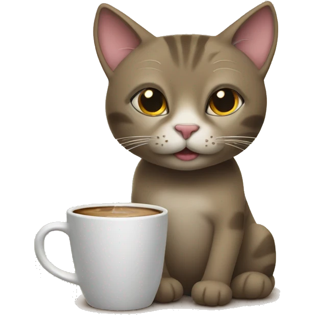A cat drinks coffee emoji