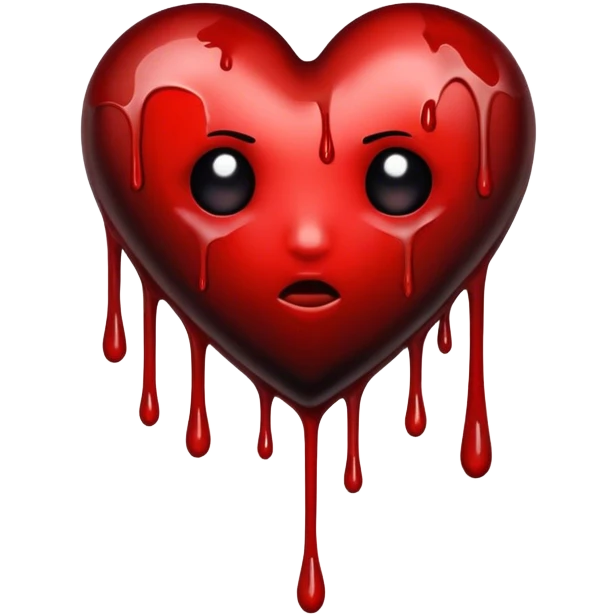 Black heart with blood drips emoji
