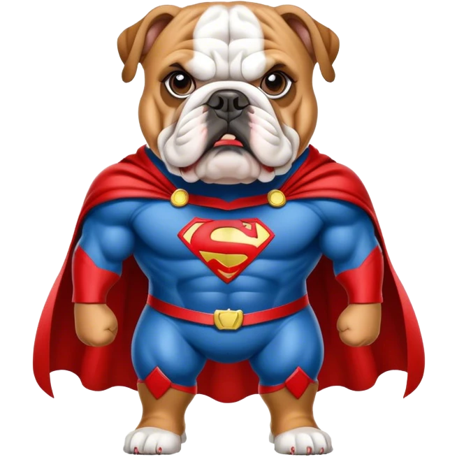 bulldog ingles traje super héroe emoji