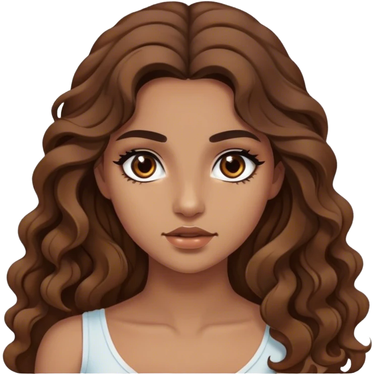 Beautiful girl,brown hair,wavy hair，long hair,Black eyes, Greek  emoji