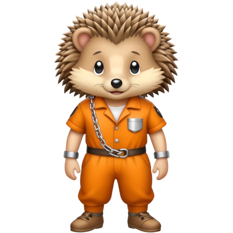 Hedgehog with prison outfit and ankle chain emoji