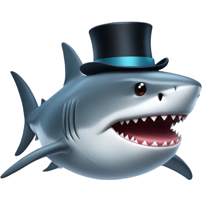 Shark with a top hat emoji