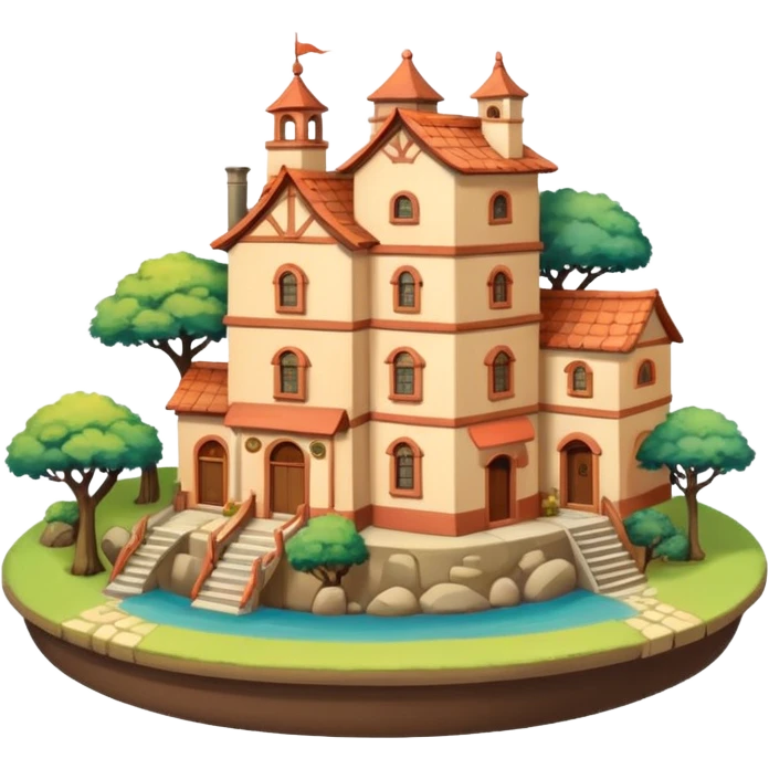 Ghibli-style little city and small home emoji