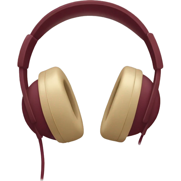 beige headphones with burgundy bow emoji