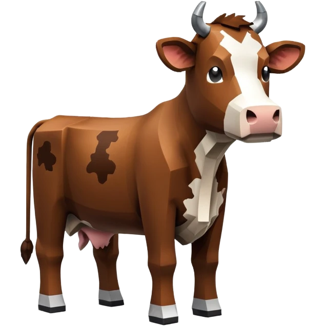 square-shaped brown Minecraft cow emoji
