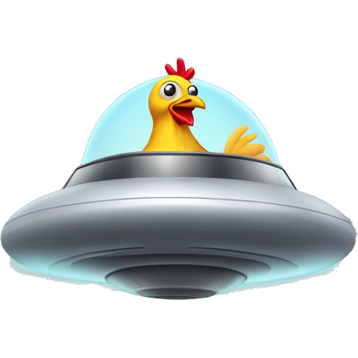 chicken driving in flying saucer emoji