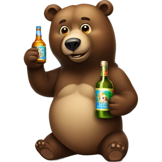 Russian bear with a bottle of alcohol in his hand emoji