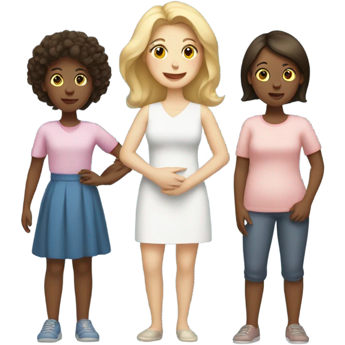 white family, brunette woman and blonde woman as mothers to two girl children emoji