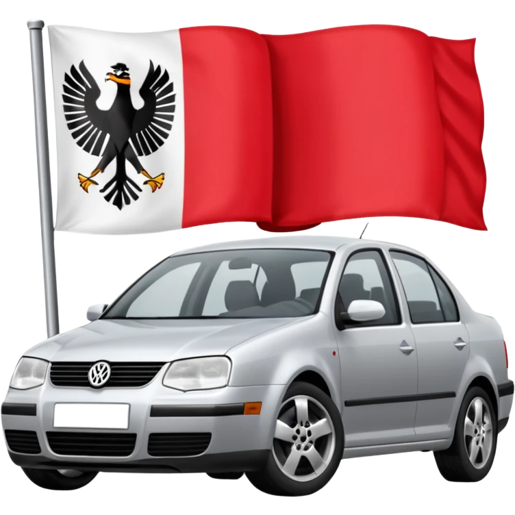 Volkswagen 2001 Jetta with Albanian eagle (the red and black flag) keep the car silver emoji