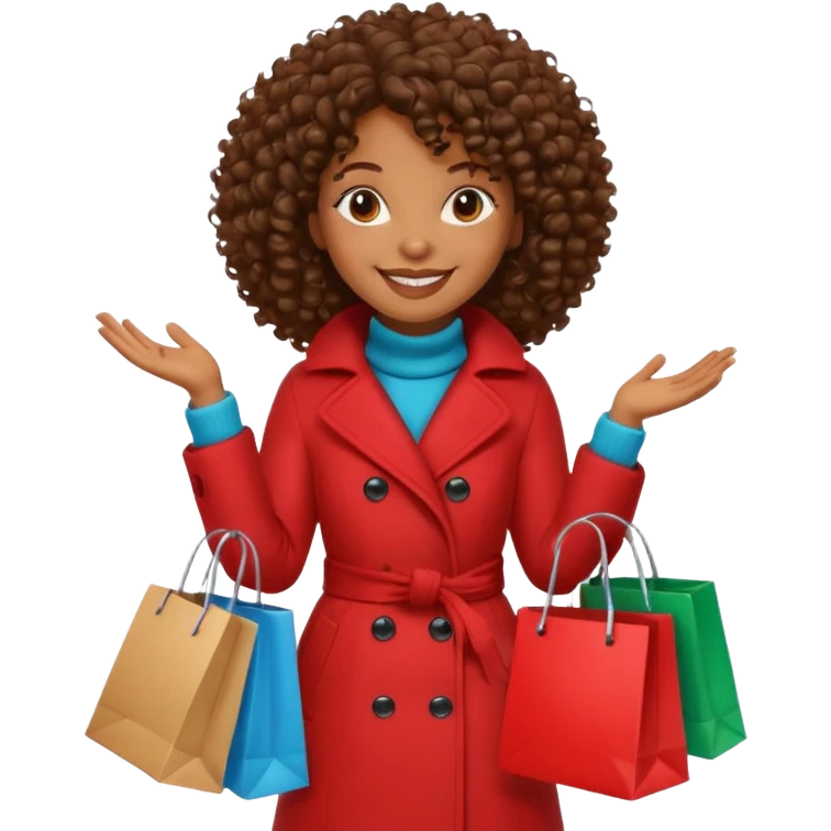 black woman with curly hair shopping emoji