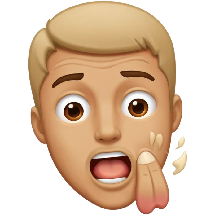 A man with his mouth open hits himself on the cheek emoji
