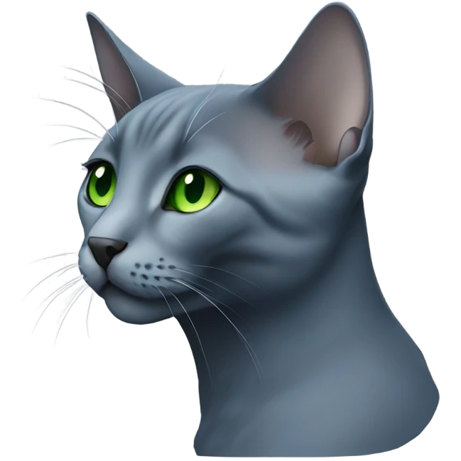 Russian blue with green eyes side profile emoji