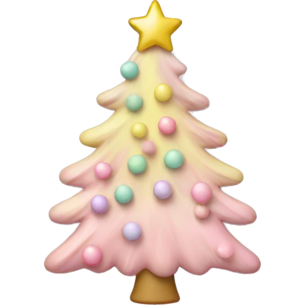 pastel pin k christmas tree with pastel pink and pastel yellow ornaments emoji