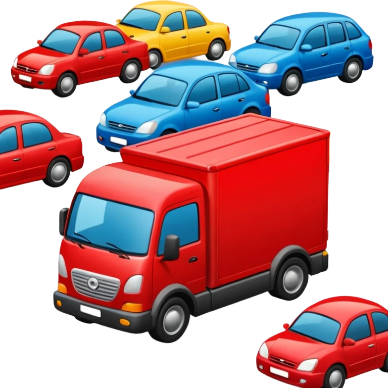create a realistic emoji showing a logistic car in a trafic situation emoji