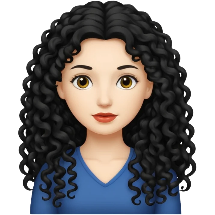 mujer blanca con cabello largo rizado negro emoji