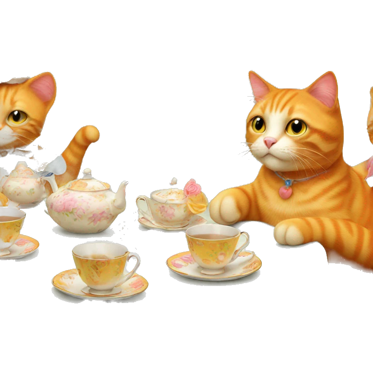 Orange cat at a tea party emoji