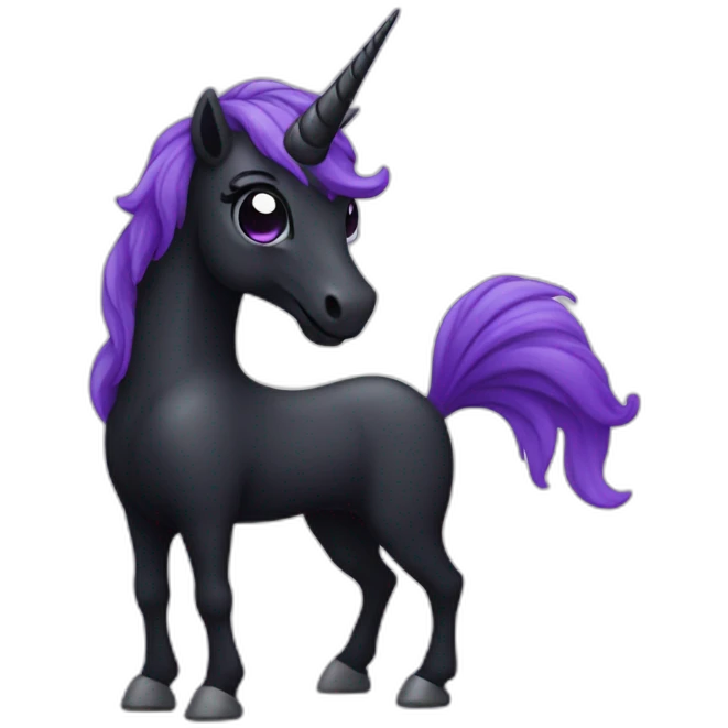 Spooky black unicorn with purple emoji