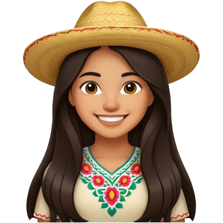 smiling girl with long hair Mexican emoji
