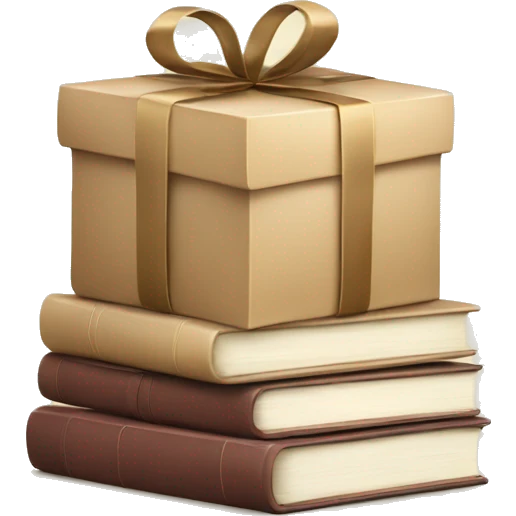 a stack of beautiful beige books with a gift emoji