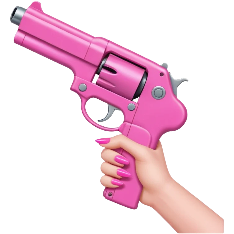Image of only a hand Holding a pink gun. The nails should be pink too emoji