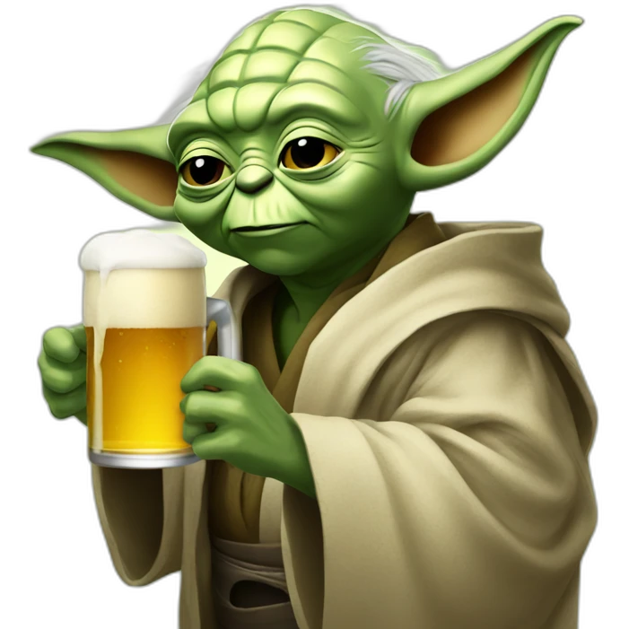yoda with a beer emoji