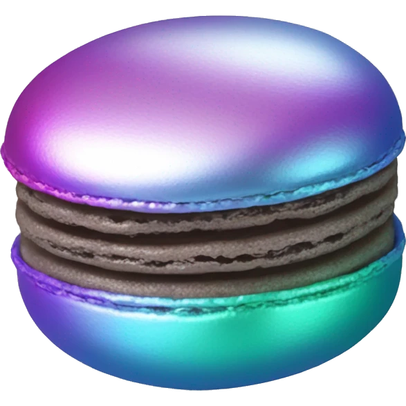 Realistic metallic silver macaroon with gradient colorful filling  emoji