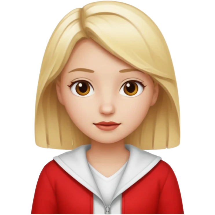a blonde girl with white red emoji