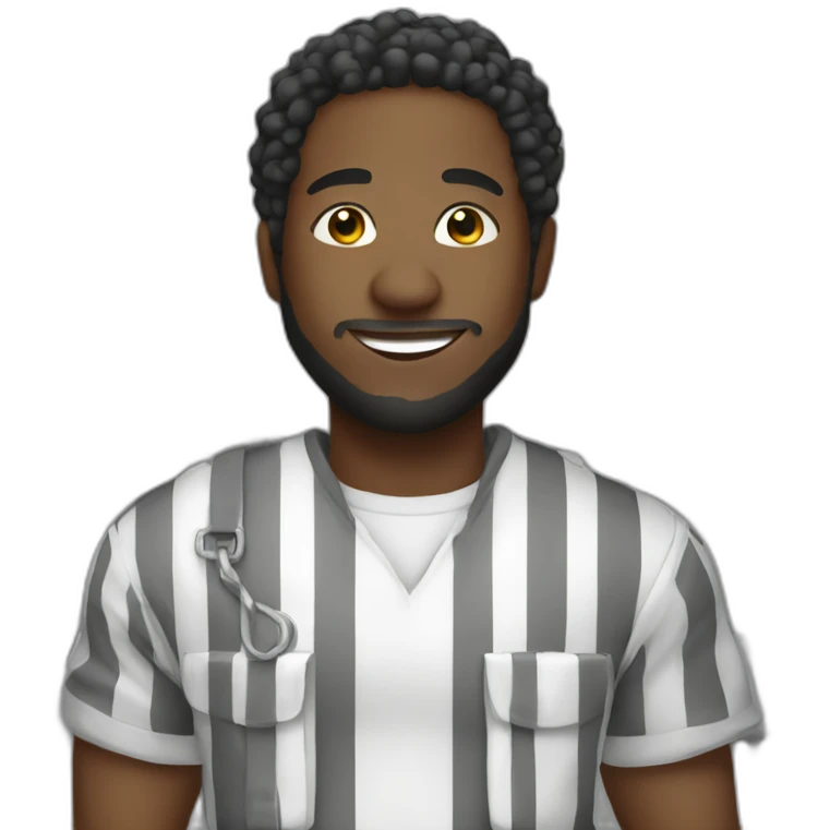 peaceful smiling black man in prison jumpsuit emoji
