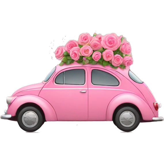 Coche rosa con flores  emoji