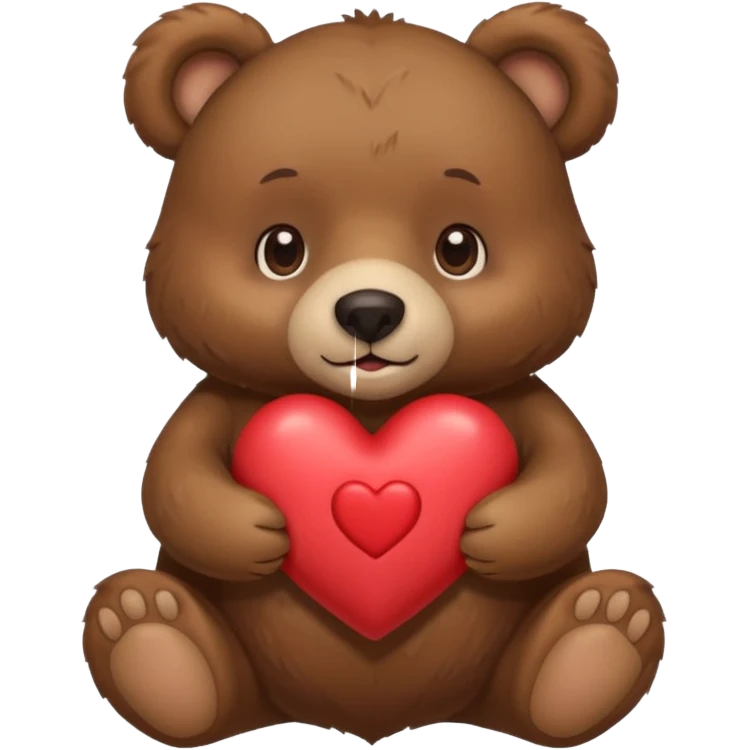 Make a bear holding a heart emoji