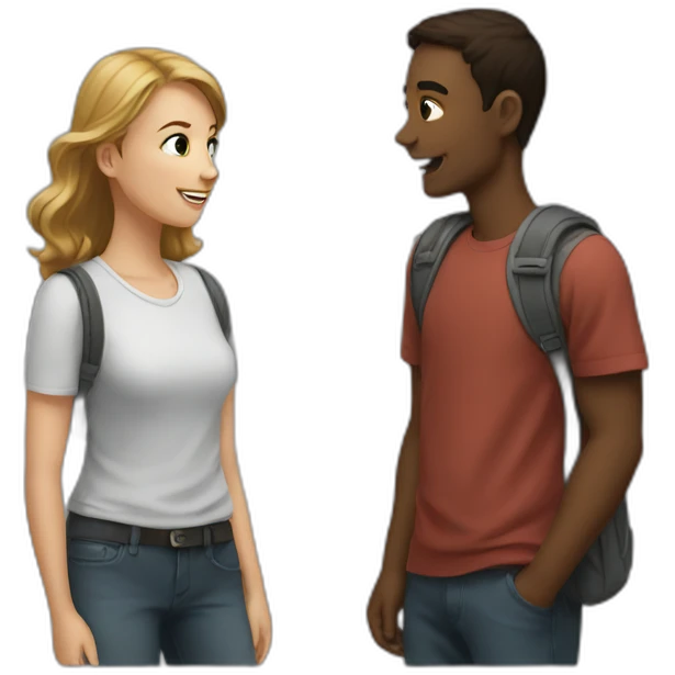 two students discussion emoji