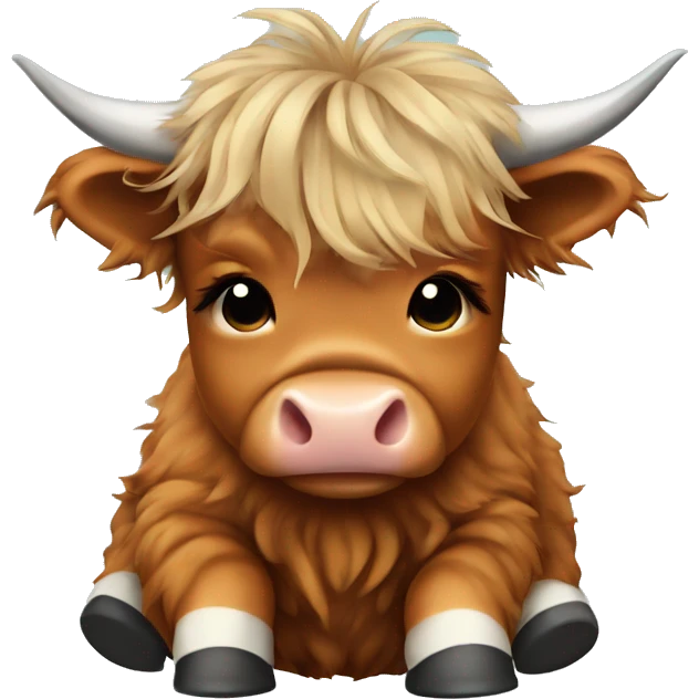 baby highland cow with shark sliders emoji