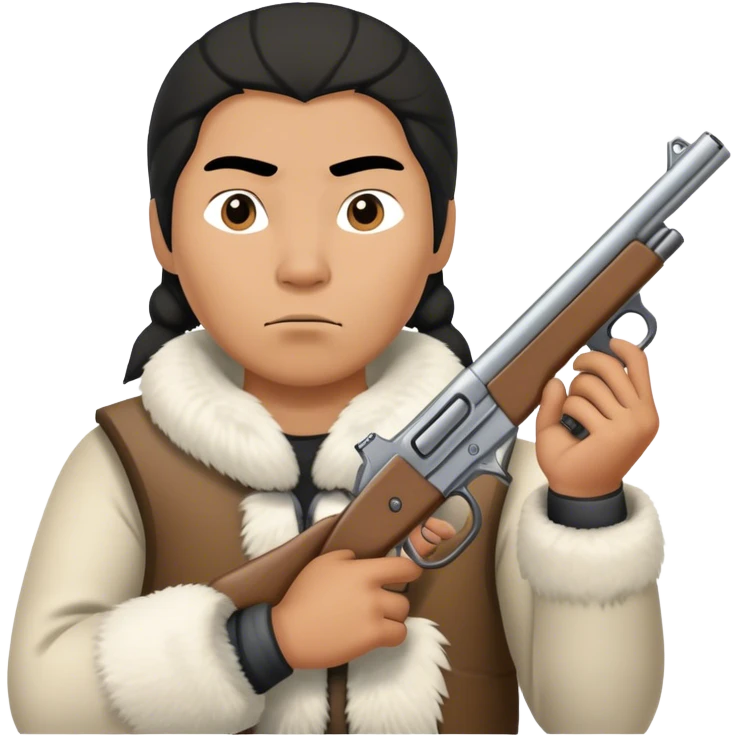 Inuit with a gun emoji