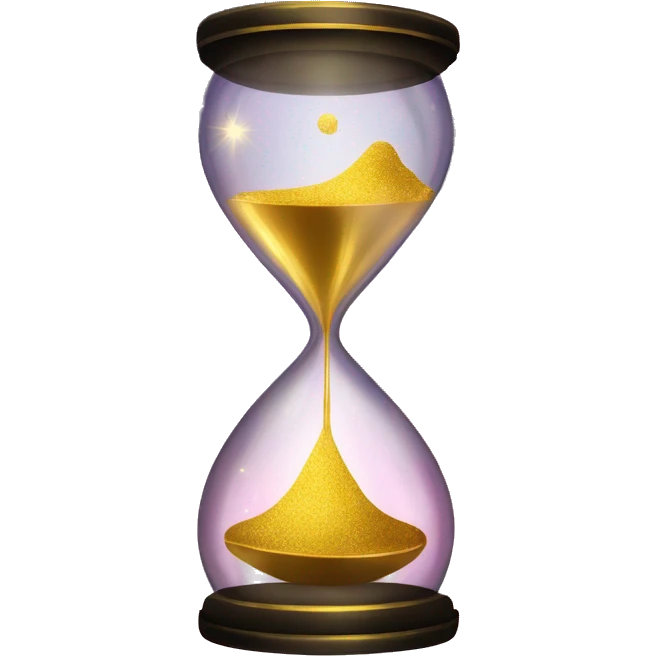 Gilded sparkling shimmering hourglass with nebula galaxy golden gold melting inside emoji
